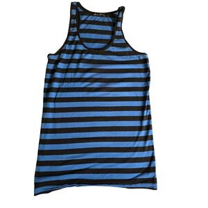 Petit Bateau Blue Black Striped Tank Top Size S 14 Ans French Nautical